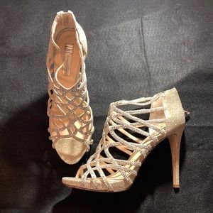 Sparkle open toe sandals.